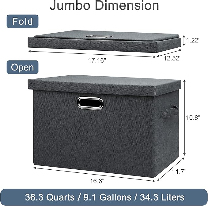 Graciadeco Large 17" 36 Quart Collapsible Stackable Storage Bins - Image 2