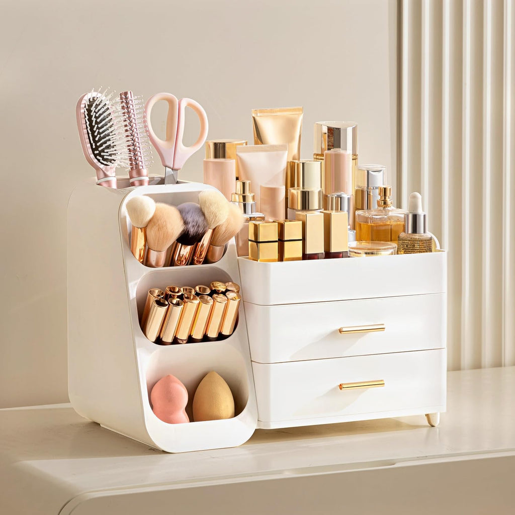 hblife makeup organizer with brush holder for vanity shown in use