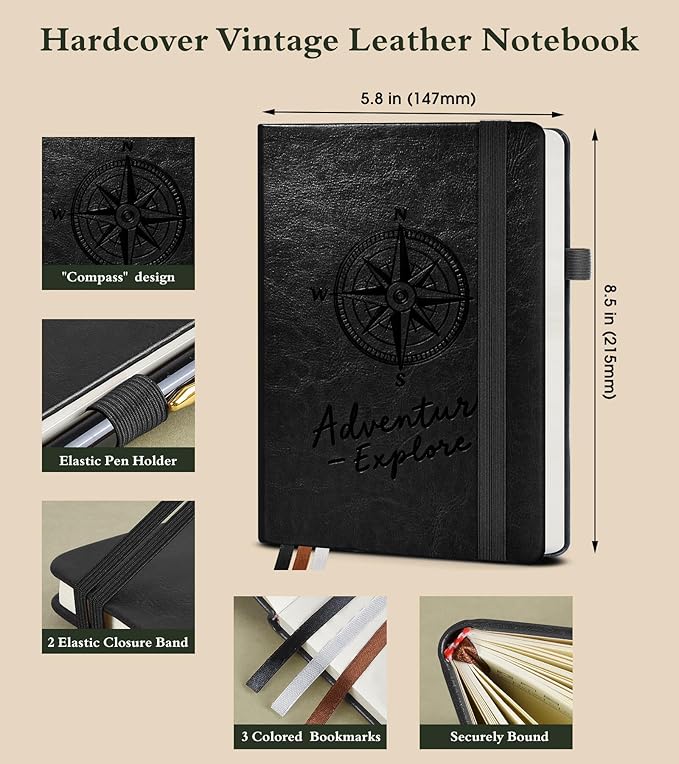 PAIBAS Blank Journal Notebook for Women Men, 160 Pages, A5 Hardcover Sketchbook - Image 2
