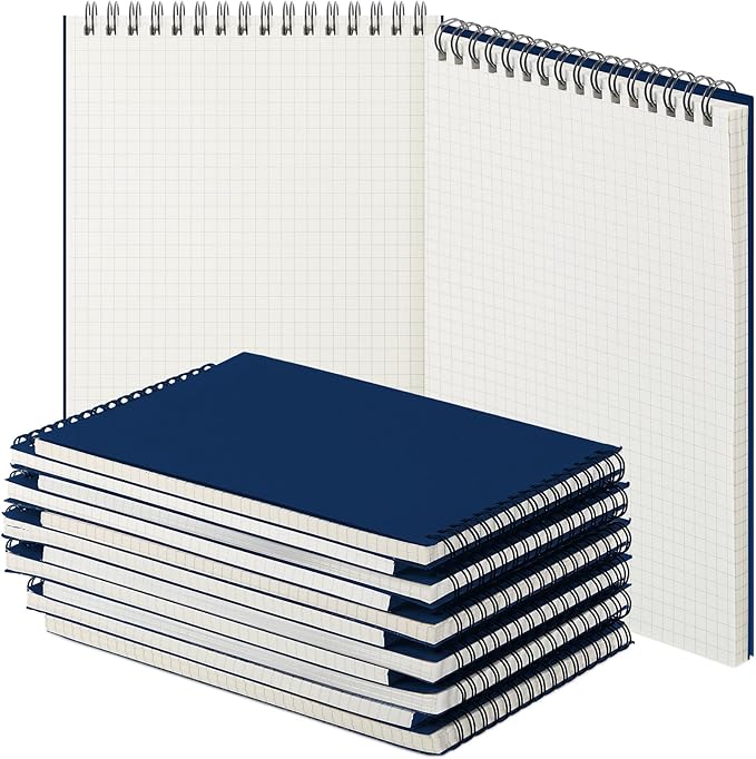 Engrowtic 12 Pack Graph Paper Spiral Notepad A5 Top Wirebound Notepad Grid by Engrowtic