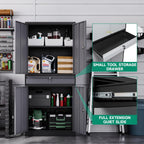 letaya metal garage storage cabinet with drawer,4 door, side view