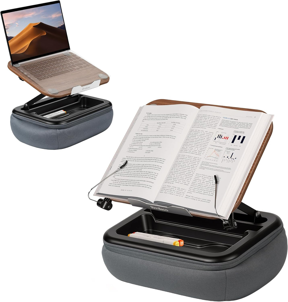 Rimkoo 3-in-1 Lap Desk for 15.6" Laptop, Reading Book & Tablet, Elev...