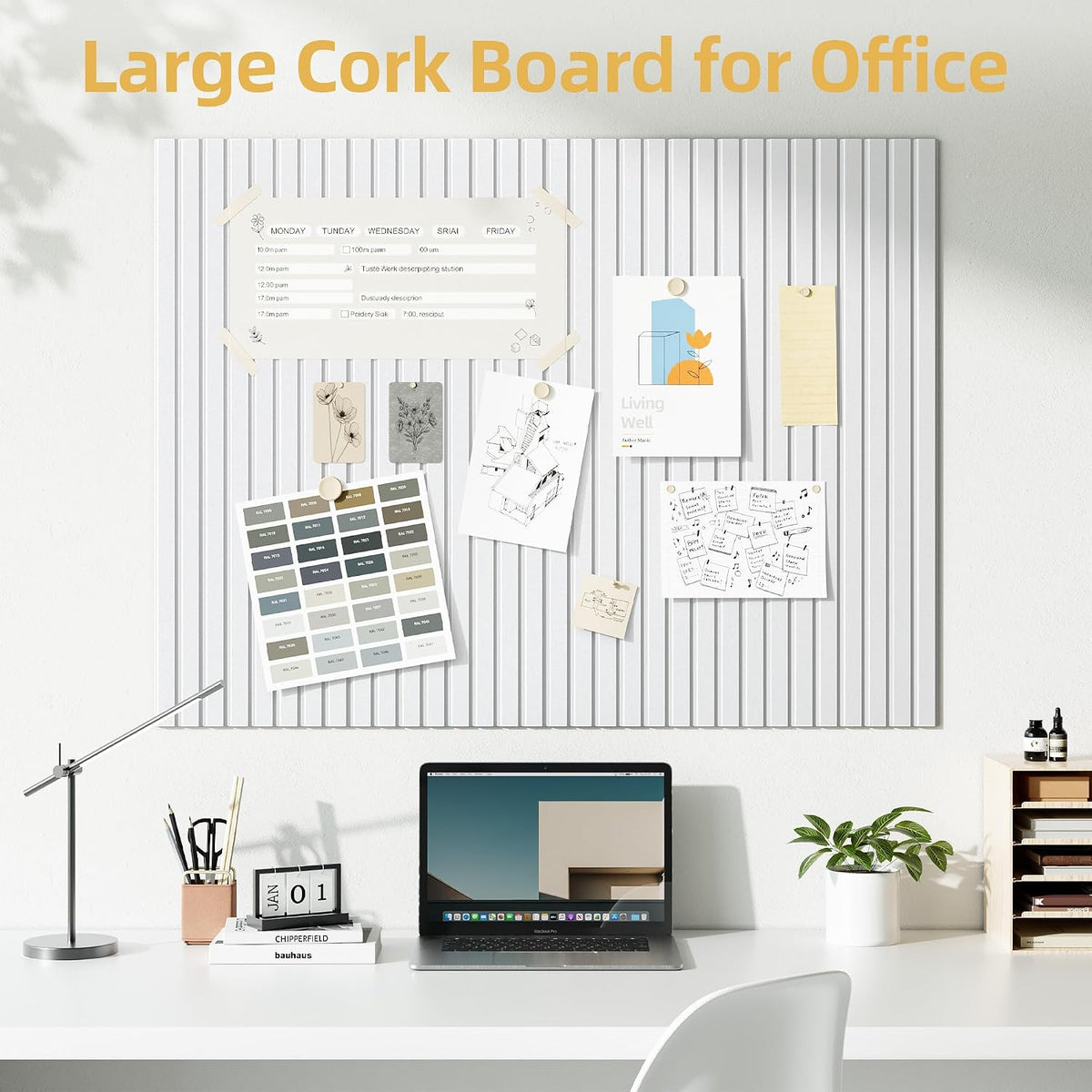 Large Cork Board for Walls 12 Pack Bulletin Board with 60 Adhesive Tabs