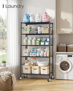 sakugi 5-tier storage shelves 33.1" x12.6" x73.5" black shown in use