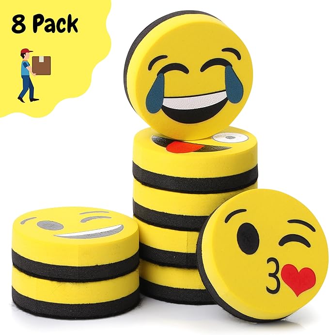 Mr. Pen- Smiley Magnetic Whiteboard Erasers, 8 Pack - Image 2