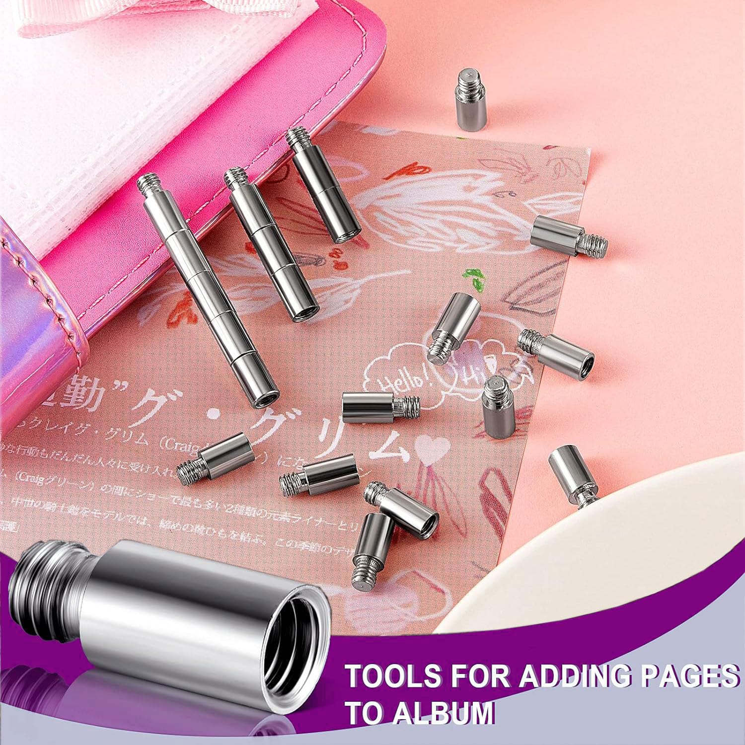 30pcs Stainless Steel Scrapbook Extension Posts | Album Accessories, Binding Extending Post-bound, Refillable Photo Album, Screws Craft DIY Refill Pages