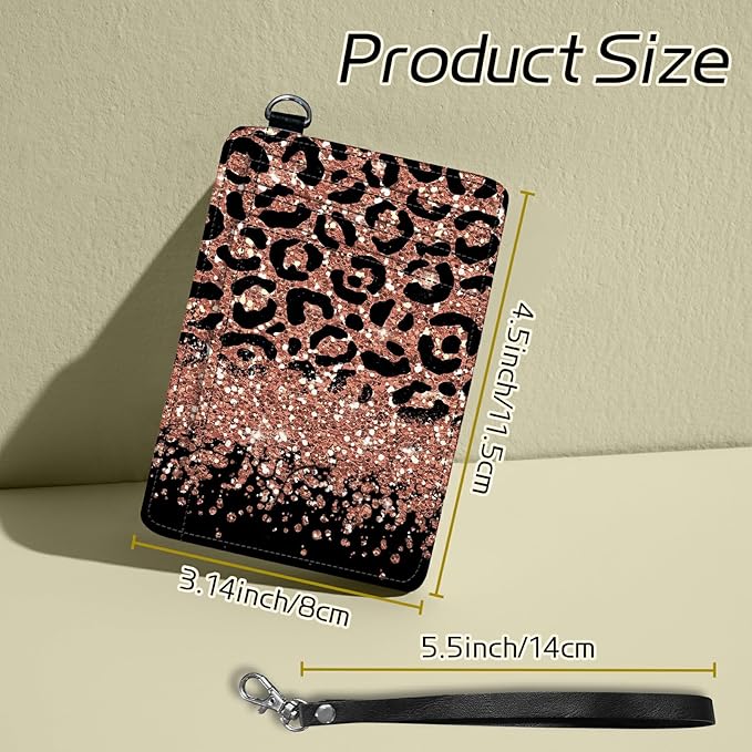 BWEGRHE Small Travel Wallets, Leopard Glitter Slim Minimalist Front Pocket - Image 2