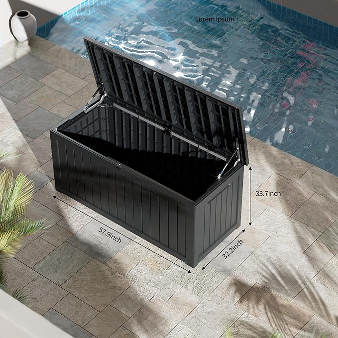 Decksplore 270 Gallon Outdoor Storage Box Waterproof Lockable Resin Deck Box - Image 2