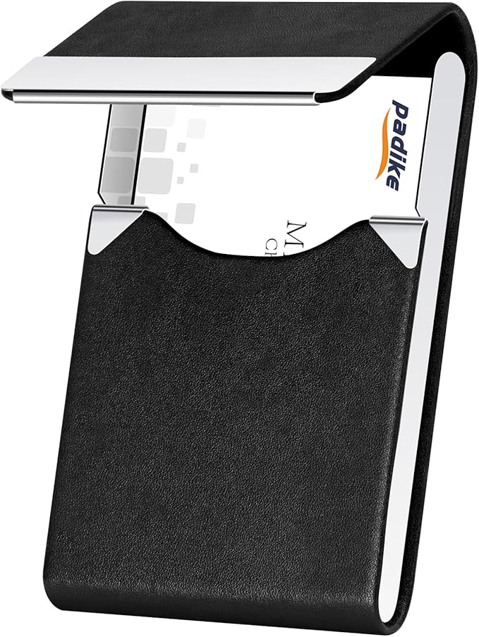 Padike Professional Business Card Holder PU Leather Business Card Case Name by padike