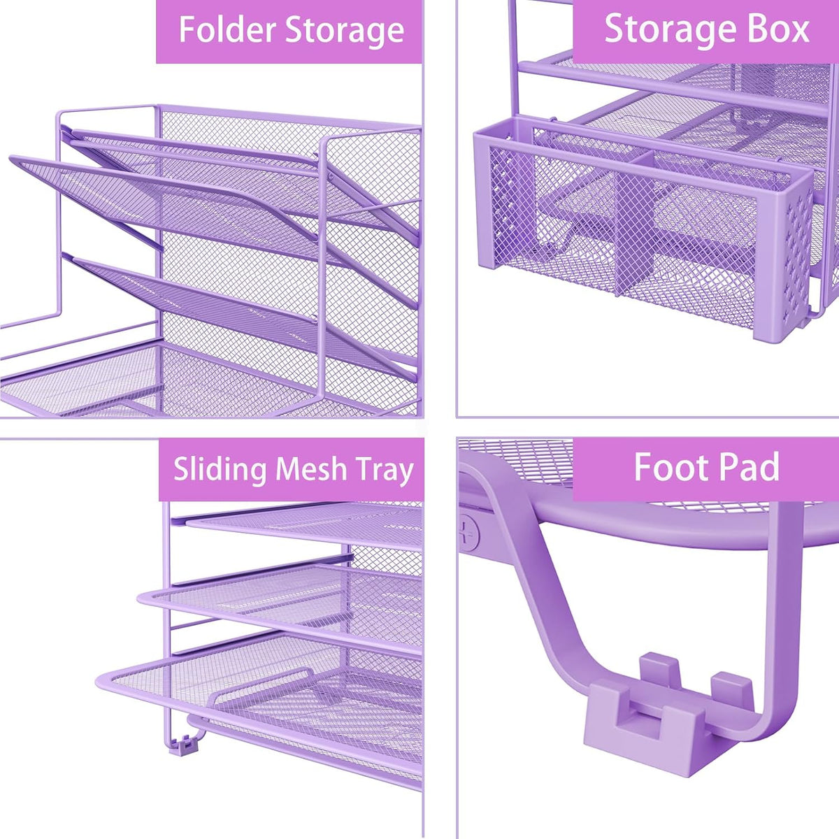 simple trending 7 tier desk file organizer, letter, side view