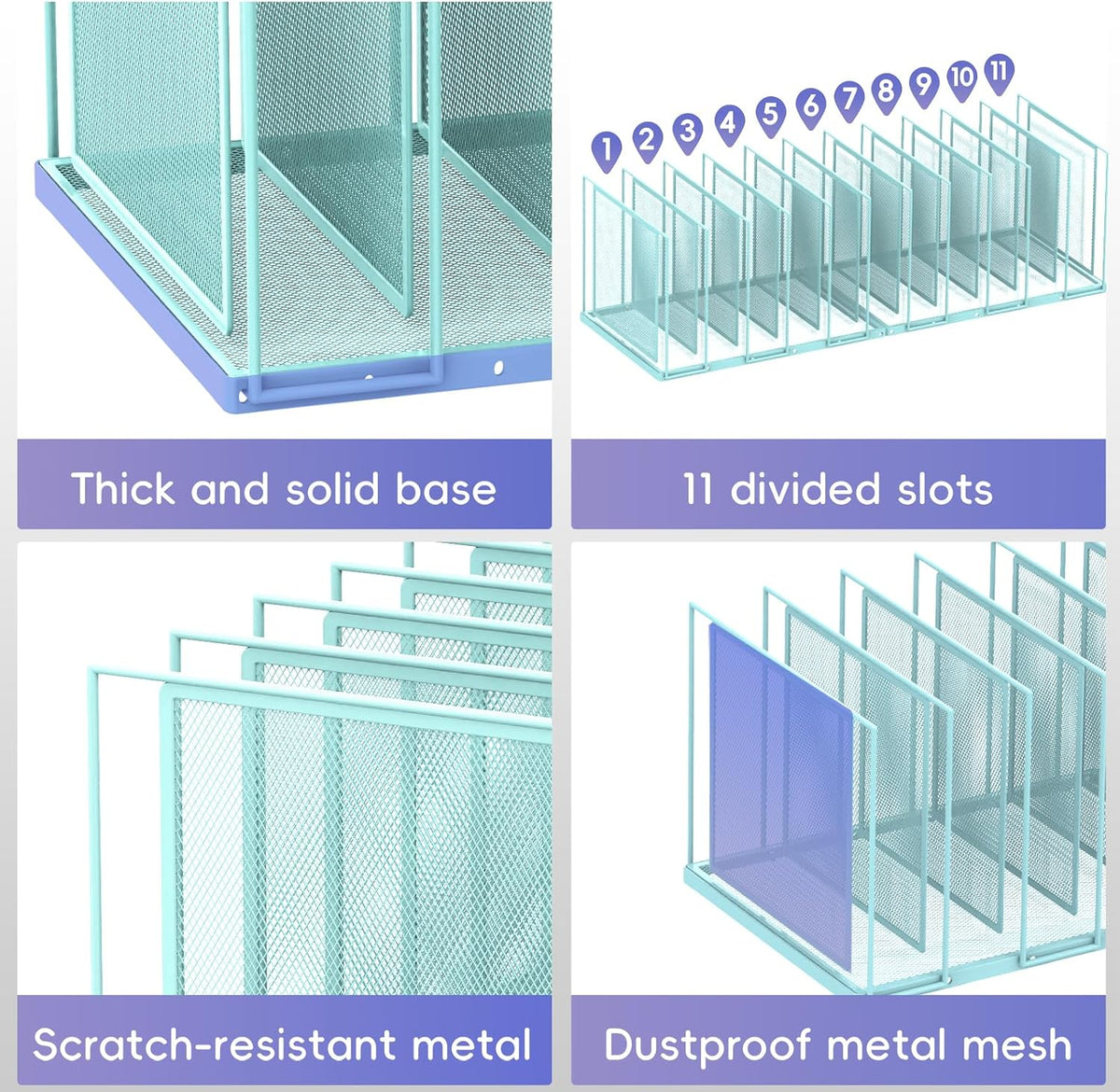 File Organizer for Desk, 11-Section Vertical File Sorter, Paper Holder Organi...
