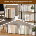 VFINE Acrylic Bookends 6 Pieces, Clear Book Ends for Shelves, Book Holders for Shelves, Transparent Book Dividers for Shelves, Stylish Book Stopper Organizer for Home Office Desktop Supplies