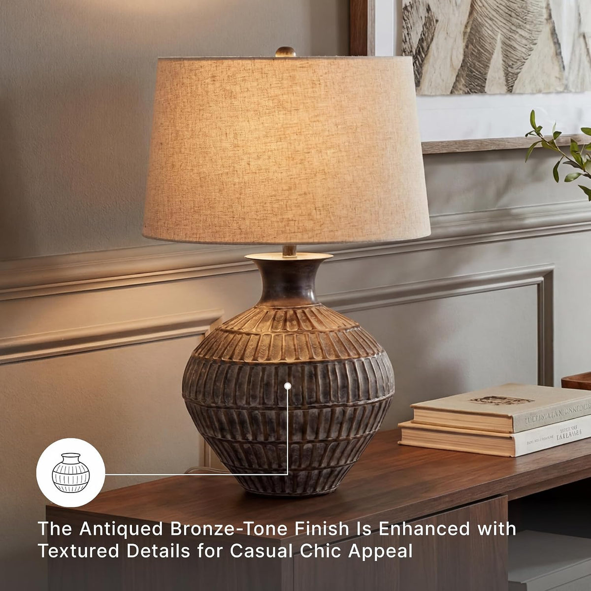 Signature Design by Ashley Magan Metal Table Lamp, 28", Antique Bronze