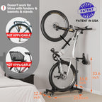 vertical bike stand, freestanding bike rack for garage, close-up detail