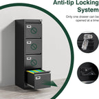 4 drawer file cabinet with lock, metal filing showing dimensions