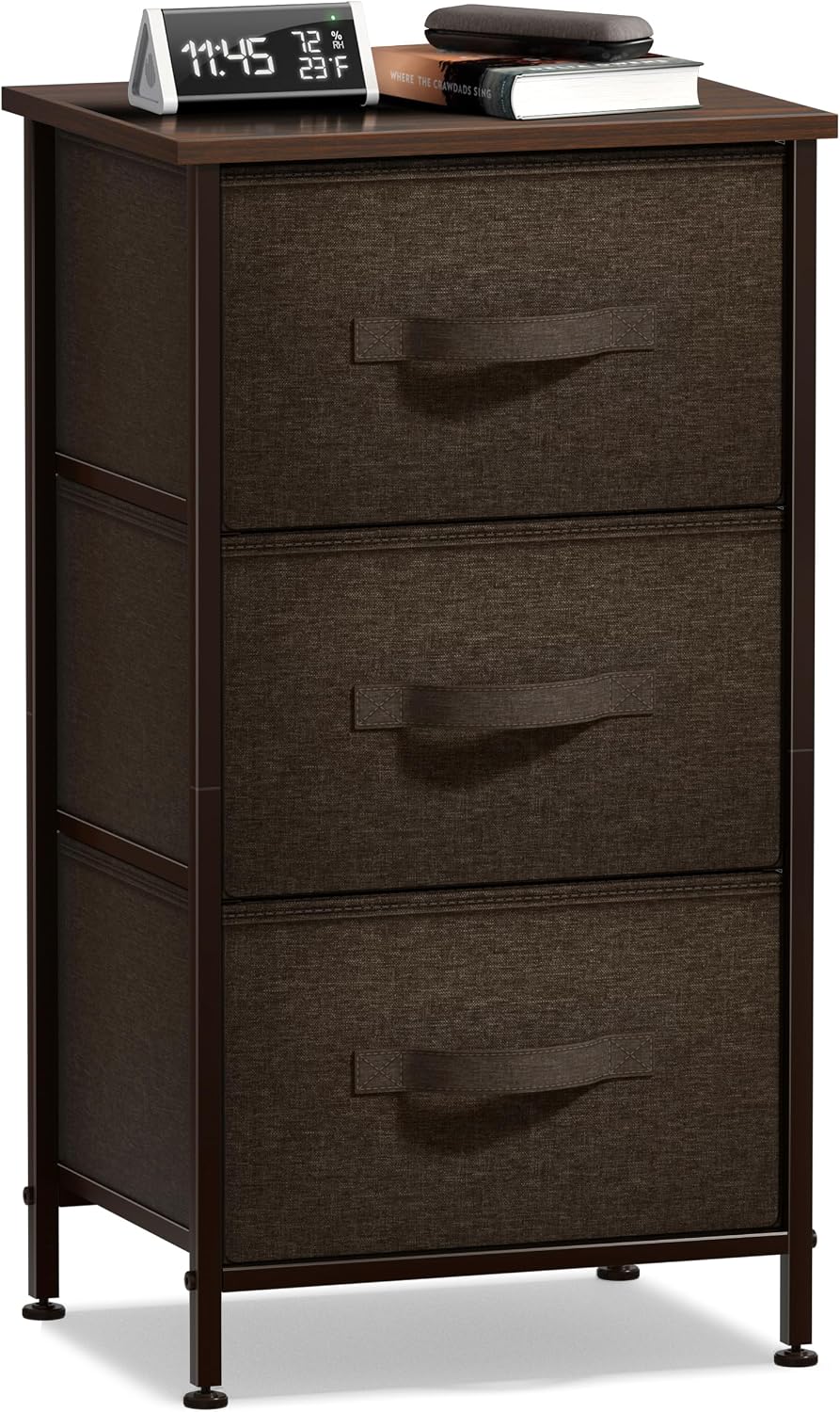 Sorbus Nightstand for Bedroom (3 Drawer, Brown)