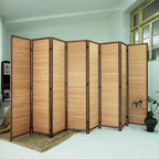 Loomveil 8 Panel Room Divider Folding Privacy Screen, 67 inch Bamboo Panel - Image 4