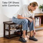 Pipishell Bamboo Shoe Rack Bench, 3 Tier Sturdy Shoe Bench, Storage Shoe - Image 4