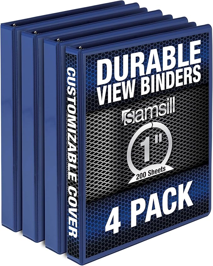 Samsill Durable 1 Inch Binder, Made in The USA, Round Ring Customizable Clear by Samsill