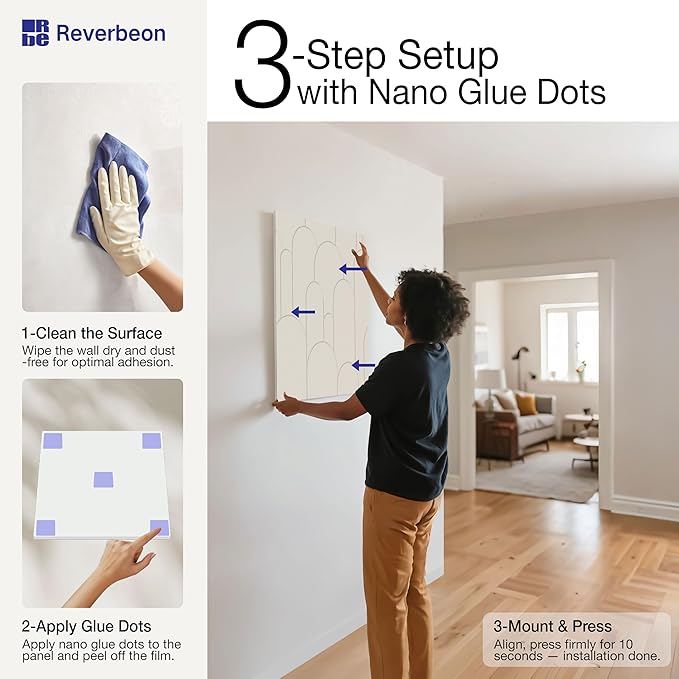 Reverbeon 6 PCS Acoustic Panels, 23.6x23.6 Inch Sound Absorbing Panels - Image 3