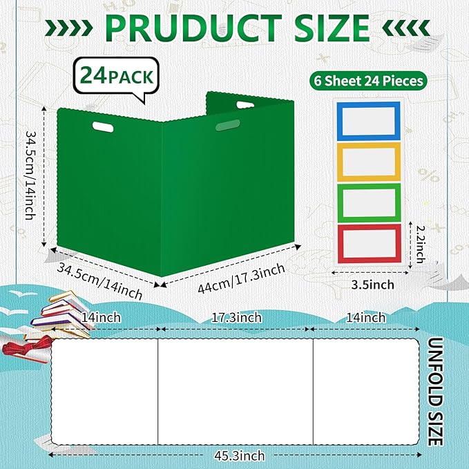 24Pack Desk Dividers for Students 14 × 17.5 × 14 Inch Plastic Durable and - Image 2