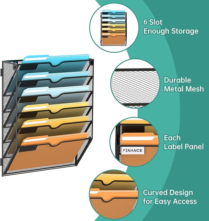 SUPEASY Wall File Organizer Mesh Office Mail Holder, Hanging Wall Organizer - Image 4
