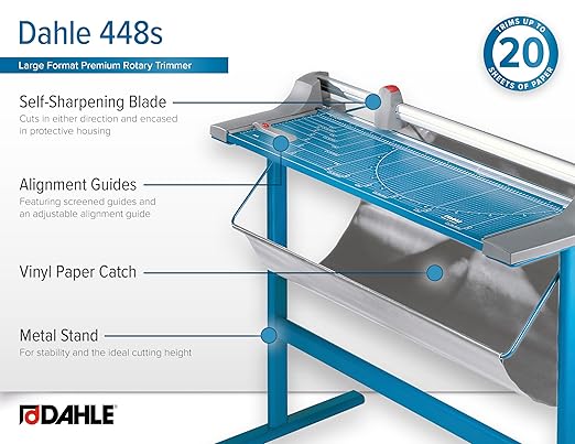 Dahle 448s Premium Rotary Trimmer w/Stand, 20 Sheet Capacity, Self-Sharpening - Image 5