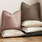 Foindtower Set of 2 Decorative Linen Fringe Throw Pillow Covers Boho Farmhouse - Image 6