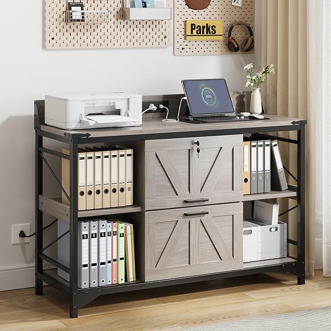 AesthLife 44" File Cabinet for Home Office, Wood Filing Credenza by Aesthlife