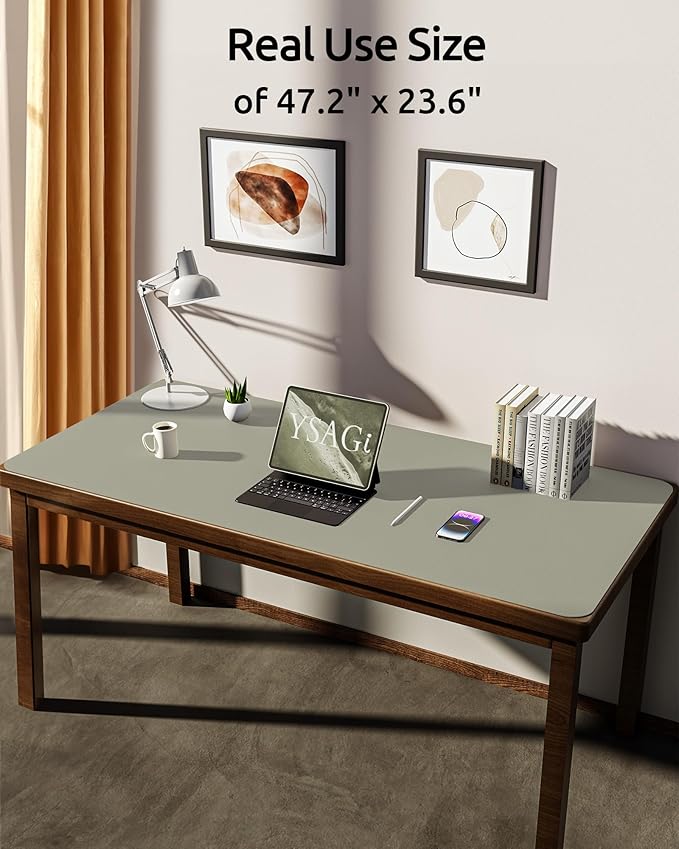 YSAGi Leather Desk Pad Protector, Office Desk Mat, Large Mouse Pad, Non-Slip PU - Image 3