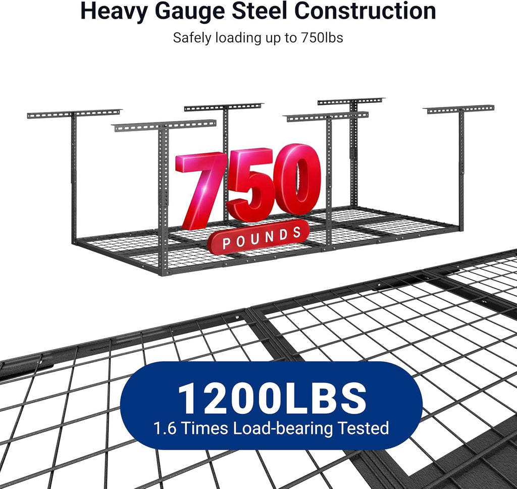 fleximounts 3x8 overhead garage ceiling storage rack adjustable, close-up detail