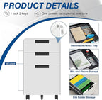 Fesbos 3 Drawer Vertical File Cabinets, Mobile Filling Cabinet - Image 7