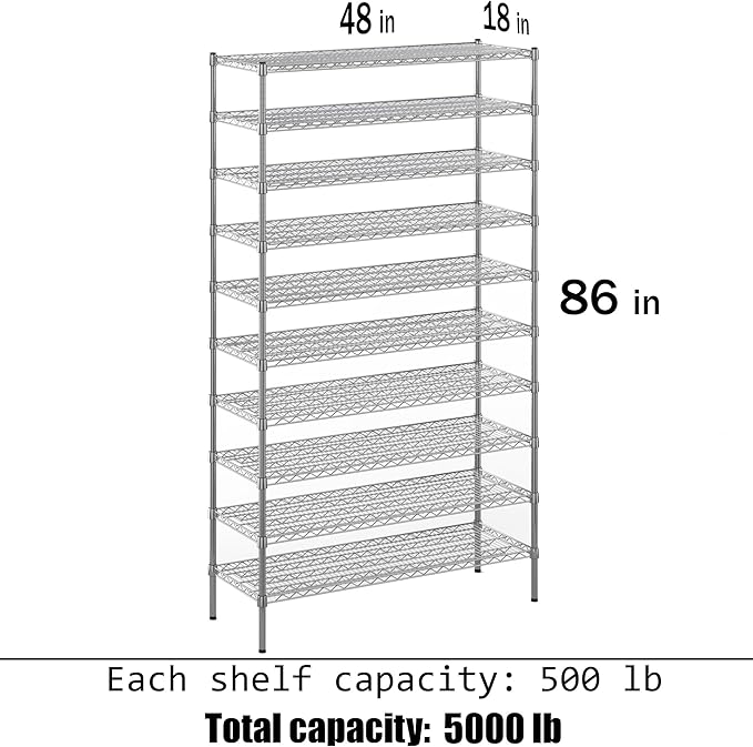 Regal Altair 18" Deep x 48" Wide x 86" Height Wire Shelving Kit | 10-Tier | NSF - Image 3