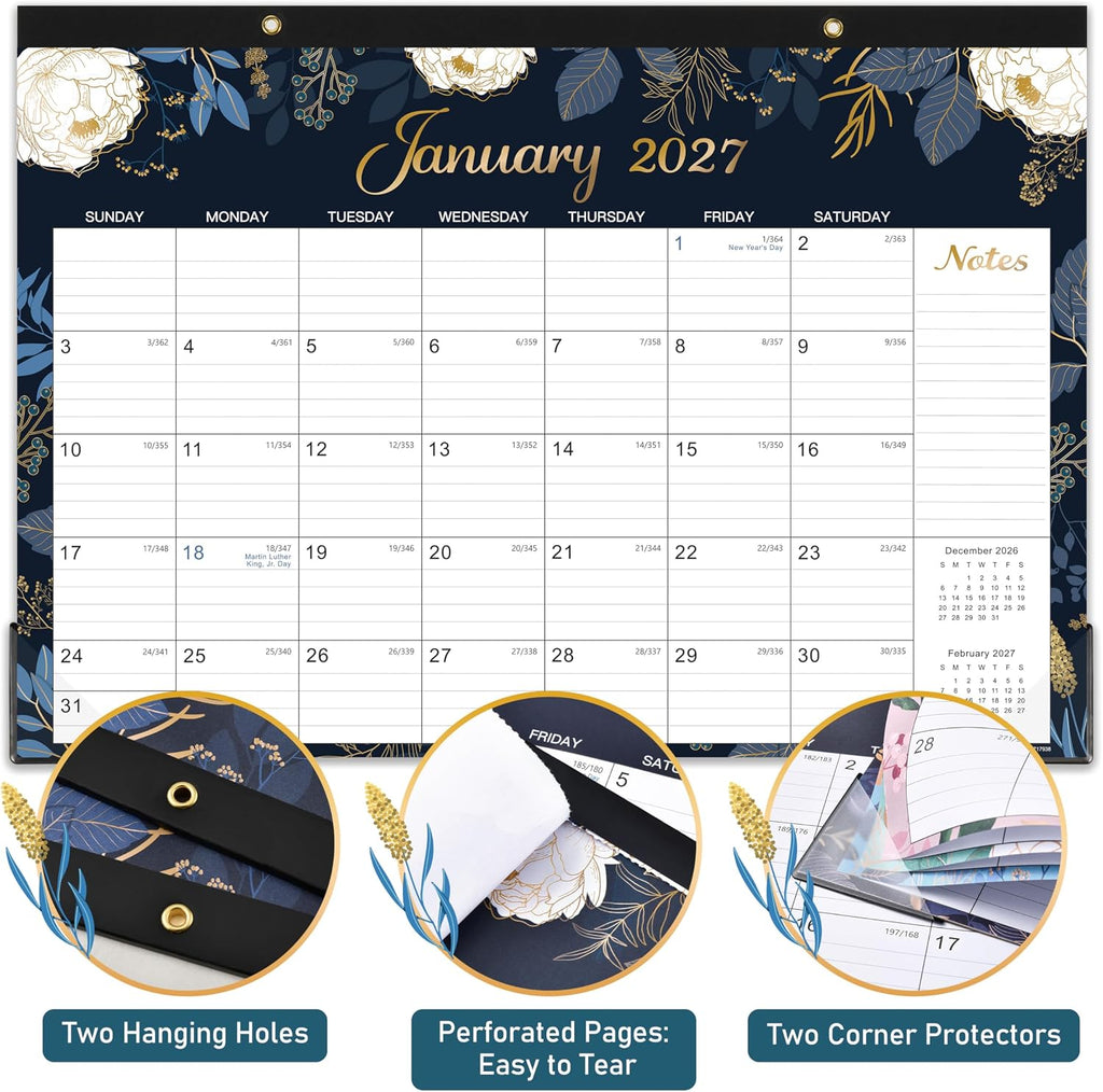 2027 Desk Calendar - Jan. 2027 - Dec. 2027, 12 Months Large Monthly Desk Calendar 2027, 17" x 12", Desk Pad, Large Ruled Blocks, To-do List & Notes, Best Desk/Wall Calendar for Planning or Organizing