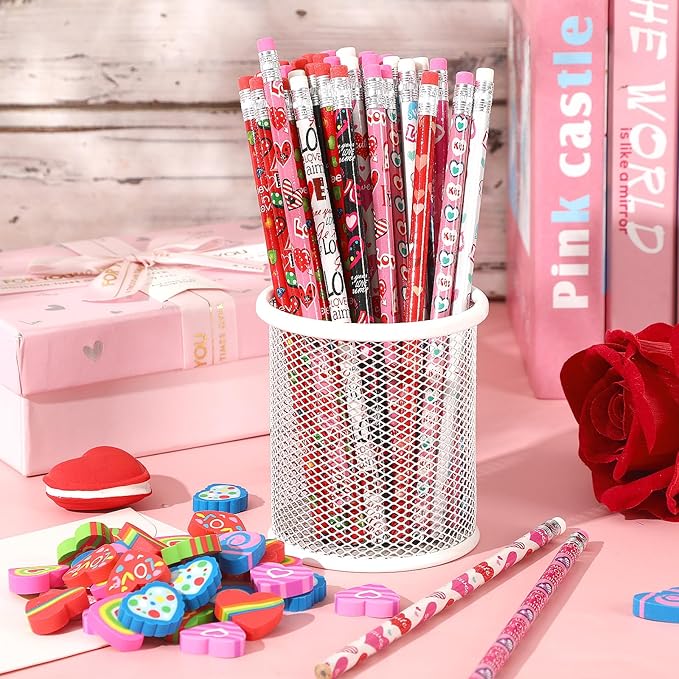 JULMELON 72PCS Valentine's Day Party Favors Set, Wooden Pencils - Image 6