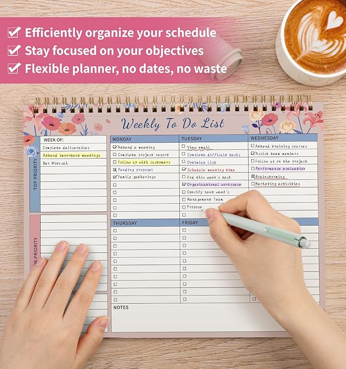 104 Pgs Weekly To Do List Notepad, 52 Duplex-Printed Undated Sheets 100 - Image 4