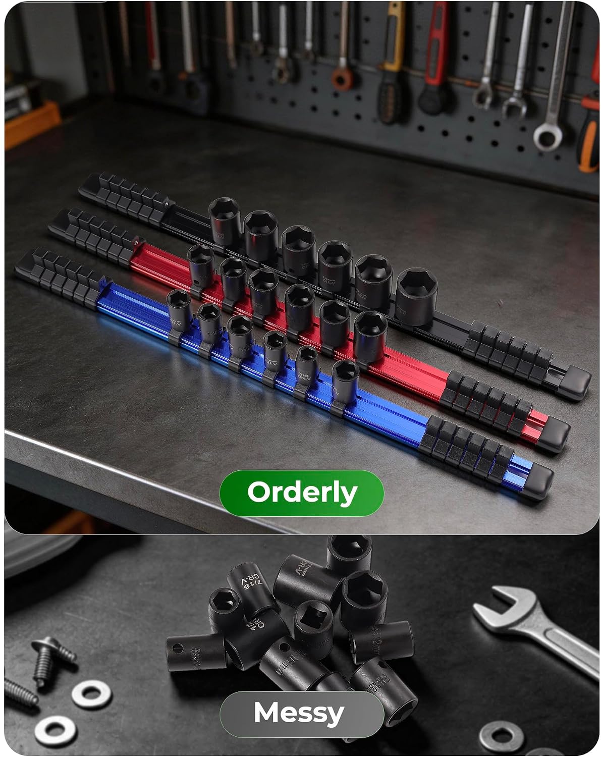 ALOANES 3PC Heavy Duty Aluminum Build Quality Socket Organizer