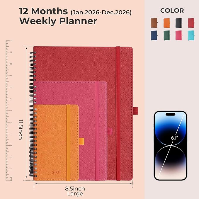 IN-LUXPRO Planner 2026 Daily Weekly and Monthly, 11.5"x8.5", 12 Months Spiral - Image 2