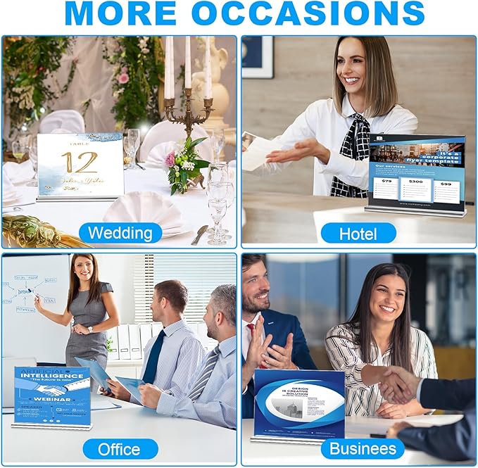 EHWINE 6 Pack Acrylic Sign Holder 8.5 x 11 Horizontal, Double-Sided Stand up - Image 6