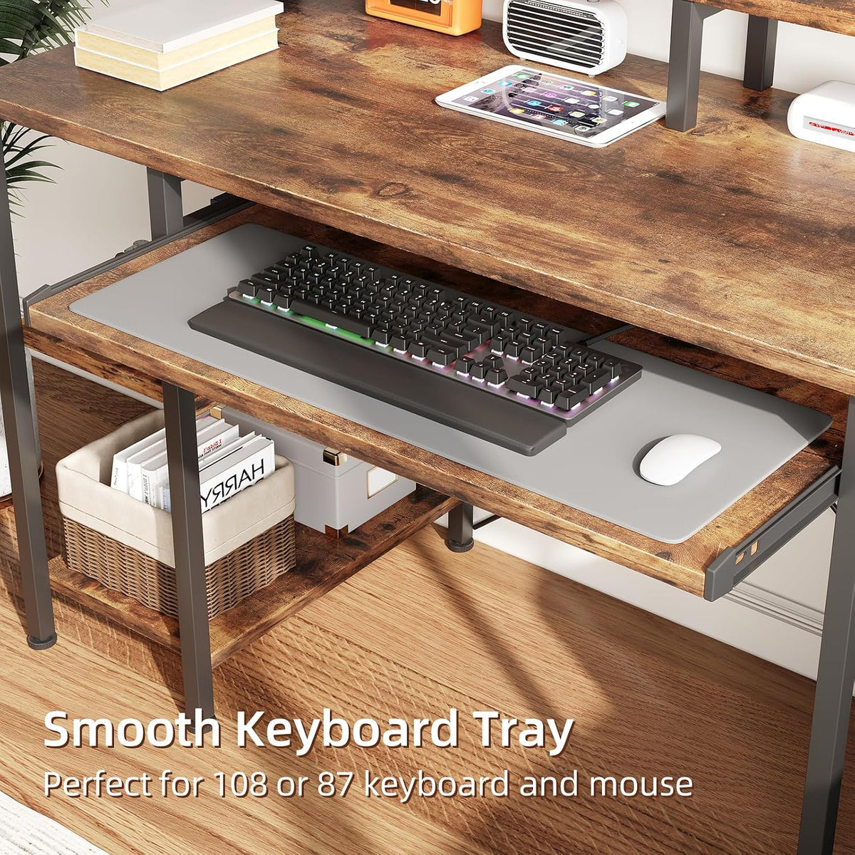 VERMESS 48Inch Computer Desk, Home Office Desks with Keyboard Tray, Gaming De...