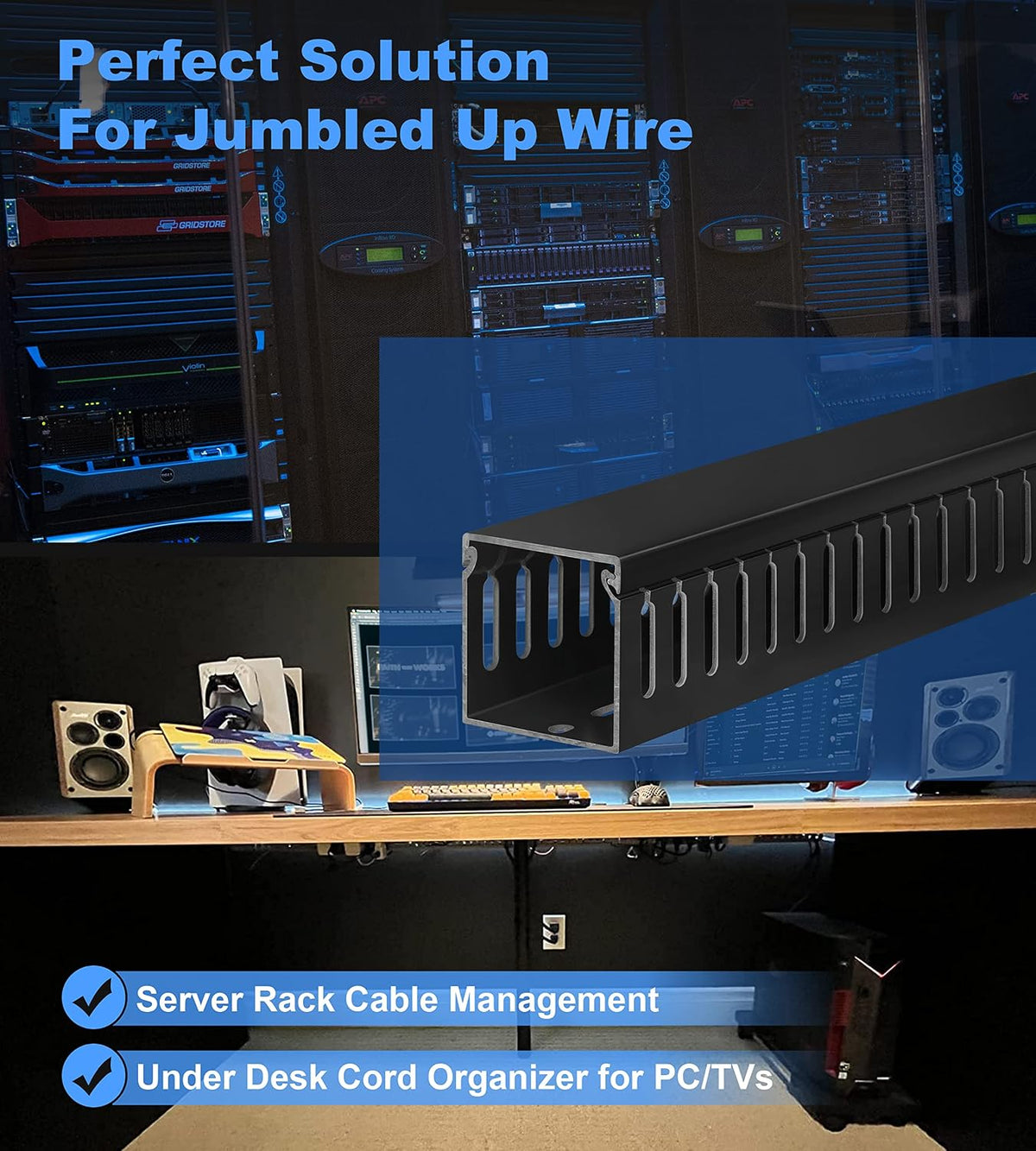 ZhiYo 2"H x 2"W Cable Raceway, 6ft Under Desk Wire Management Chann...