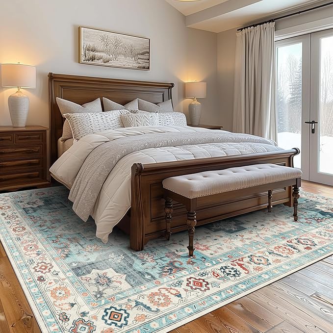 GENIMO 8x10 Area Rugs for Living Room, Machine Washable Non Slip Rugs, Low Pile - Image 2
