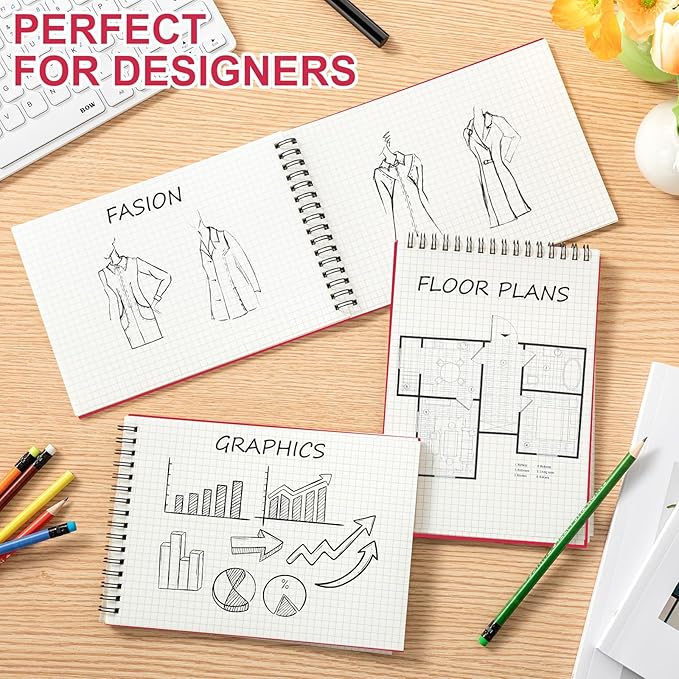 Engrowtic 2 Pack Graph Paper Spiral Notepad A5 Top Wirebound Notepad Grid - Image 3