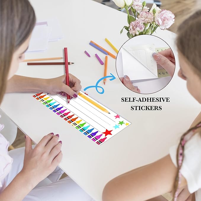 Name Tags for Students Desks, Colorful Pencils Theme Name Plates, Name Labels - Image 3