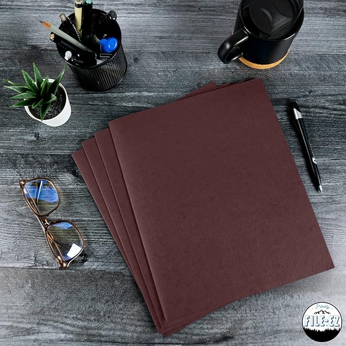 FILE-EZ Two-Pocket Folders, Dark Red Maroon Crimson Burgundy Color, Textured - Image 7