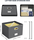 Oterri File Organizer Box with Lid, Large Hanging Filing Box with Mesh Pocket - Image 2