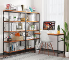 Himimi Industrial Bookshelf 5-Tier, Bookcase 58" H Ladder Shelf, Storage - Image 2