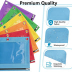 Forvencer 6 Pack Pencil Pouches for 3 Ring Binder, Smooth Zipper Pencil Bag | Pencil Pouch, Multi-Color Pencil Case for Binder, Clear Top Binder Pencil Pouch, Pencil Bag with 3 Re-enforced Grommets
