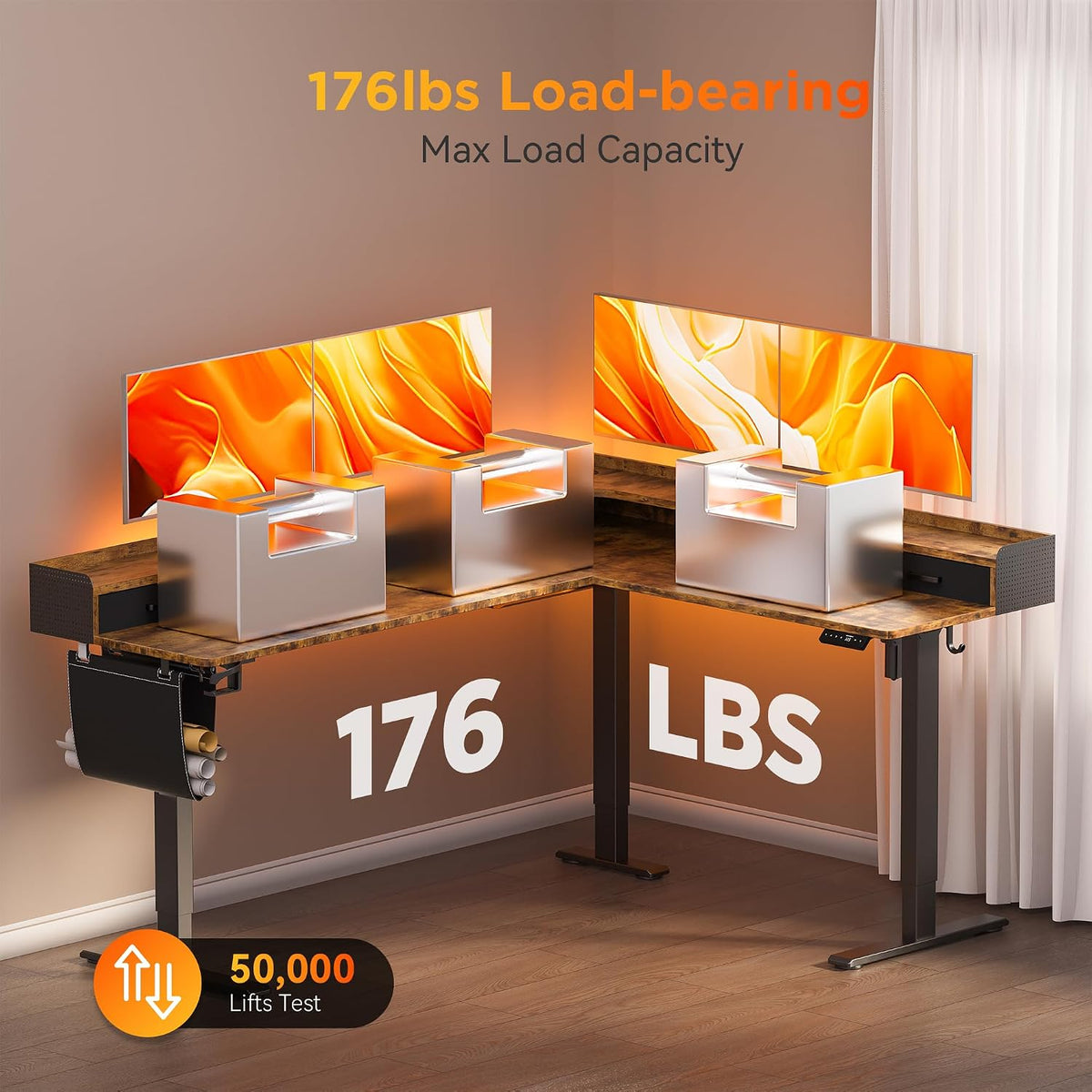 WALKINGDESK 75 Inches Height Adjustable L Shaped Standing Desk with 5 Drawers...
