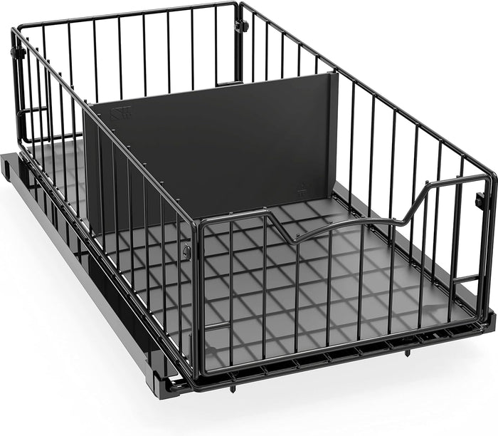 Simple Houseware Pull-Out Cabinet Sliding Basket, 17.2Dx9.7Wx5H, Black